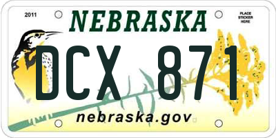 NE license plate DCX871