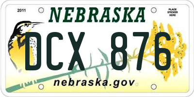 NE license plate DCX876