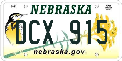 NE license plate DCX915