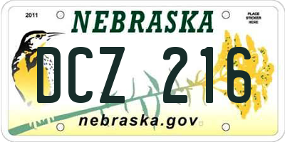 NE license plate DCZ216