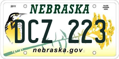 NE license plate DCZ223