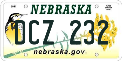 NE license plate DCZ232