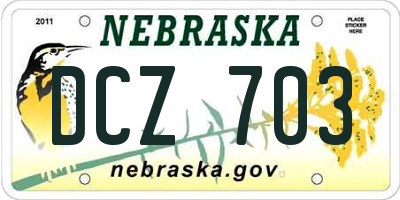 NE license plate DCZ703