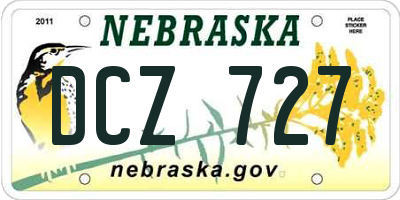 NE license plate DCZ727
