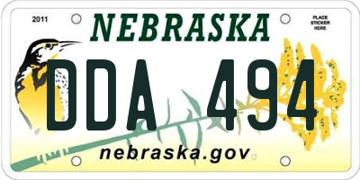 NE license plate DDA494