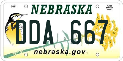 NE license plate DDA667
