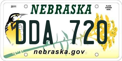 NE license plate DDA720