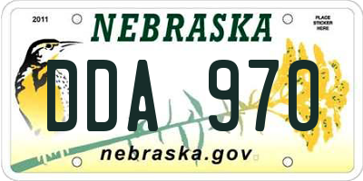 NE license plate DDA970