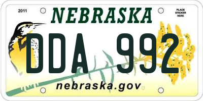 NE license plate DDA992