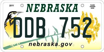 NE license plate DDB752