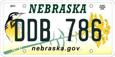 NE license plate DDB786