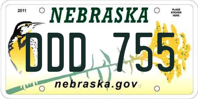 NE license plate DDD755
