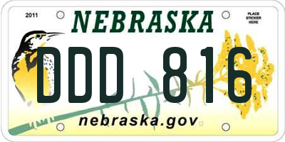 NE license plate DDD816