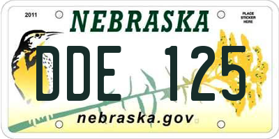 NE license plate DDE125