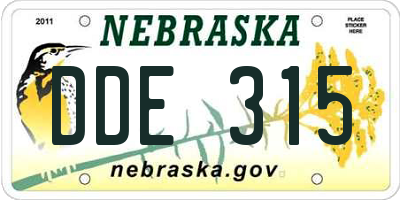 NE license plate DDE315