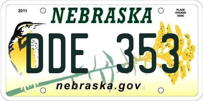 NE license plate DDE353