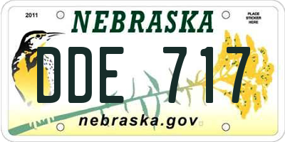 NE license plate DDE717