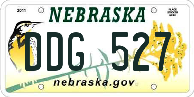NE license plate DDG527