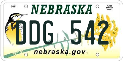 NE license plate DDG542