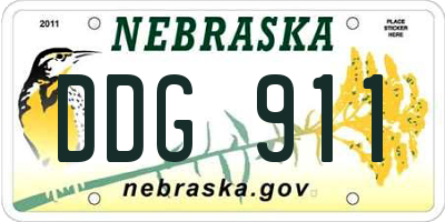 NE license plate DDG911