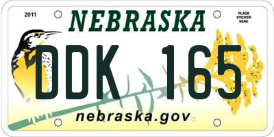 NE license plate DDK165