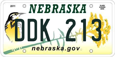 NE license plate DDK213