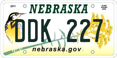 NE license plate DDK227