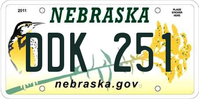 NE license plate DDK251