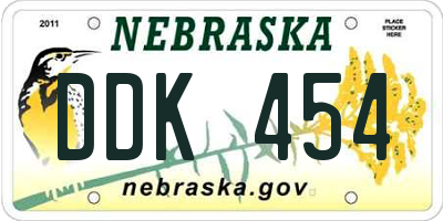 NE license plate DDK454