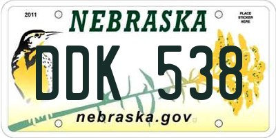 NE license plate DDK538