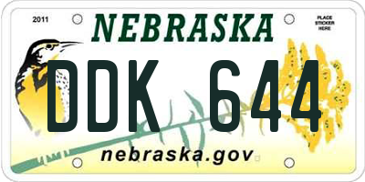 NE license plate DDK644