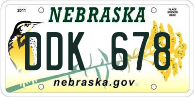 NE license plate DDK678
