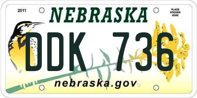 NE license plate DDK736