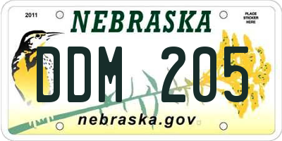NE license plate DDM205