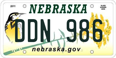 NE license plate DDN986