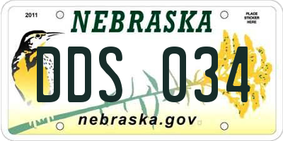 NE license plate DDS034