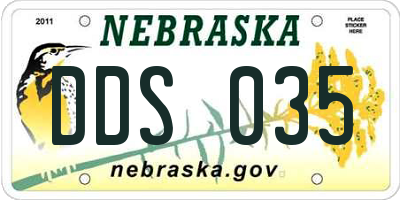NE license plate DDS035