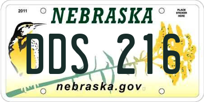 NE license plate DDS216