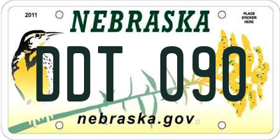 NE license plate DDT090