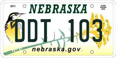 NE license plate DDT103