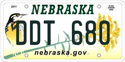 NE license plate DDT680