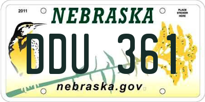 NE license plate DDU361