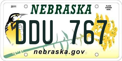 NE license plate DDU767