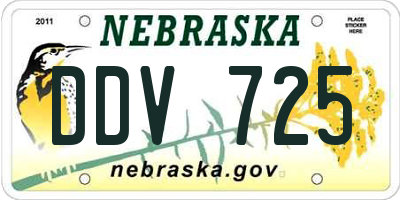 NE license plate DDV725