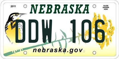 NE license plate DDW106
