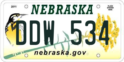 NE license plate DDW534