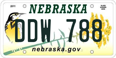 NE license plate DDW788