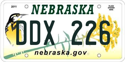 NE license plate DDX226