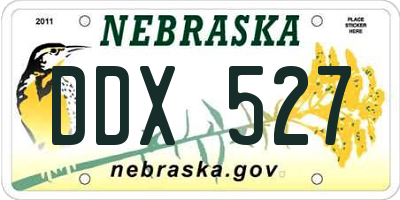 NE license plate DDX527