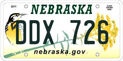 NE license plate DDX726